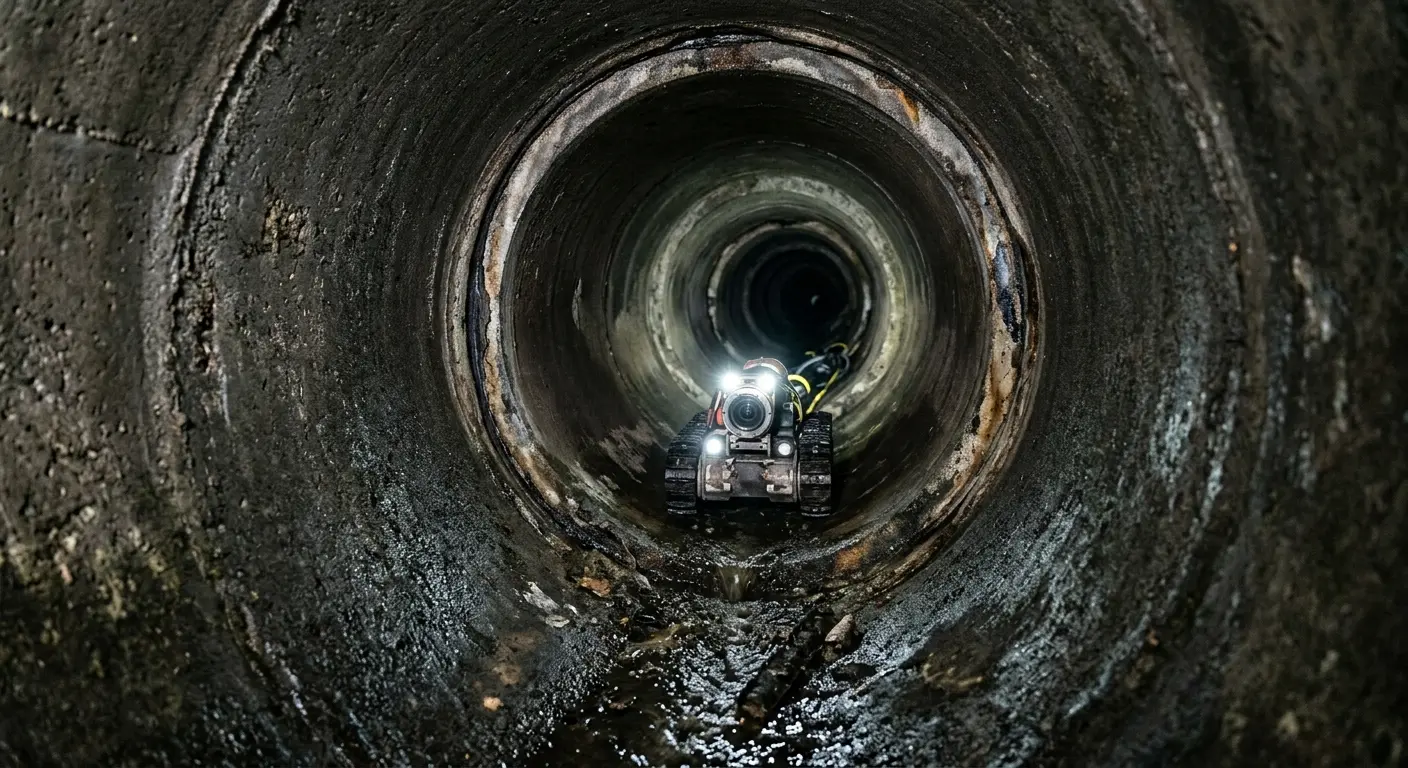 Robotic sewer camera inspecting pipe interior for Sewer Line Cleaning in Indianapolis